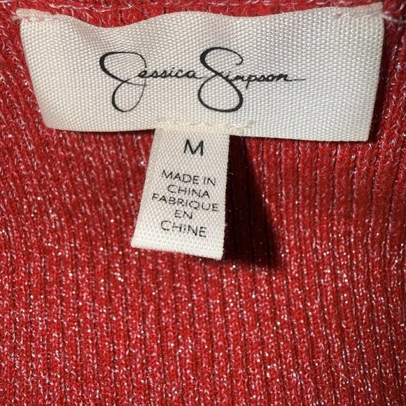 Jessica Simpson Red Sweater Women’s Cleavage Twist Stretch Tight Fit Size Medium - Picture 5 of 6